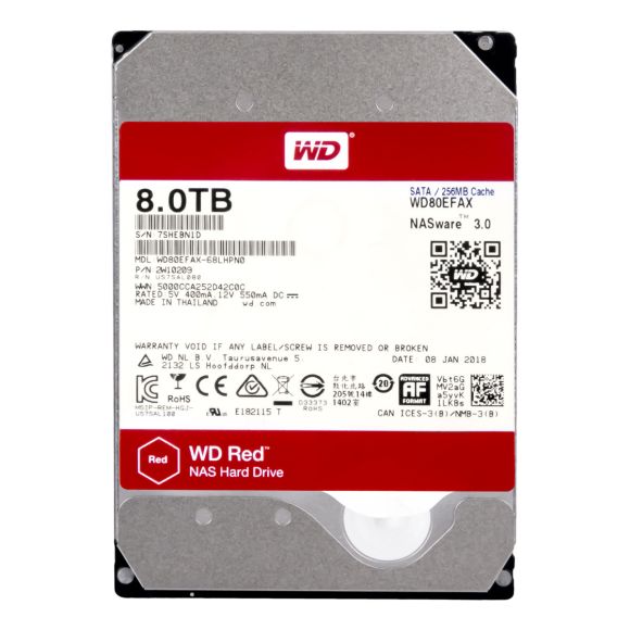 WD RED 8TB 5.4K 256MB SATA III 3.5'' WD80EFAX NASware 3.0